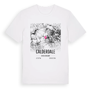 Calderdale karta t-shirt – ekologisk bomull t-shirt från Pinshirt