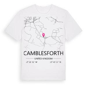 Camblesforth karta t-shirt – ekologisk bomull t-shirt från Pinshirt