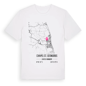 Chapel St. Leonards karta t-shirt – ekologisk bomull t-shirt från Pinshirt