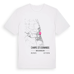 Chapel St Leonards karta t-shirt – ekologisk bomull t-shirt från Pinshirt