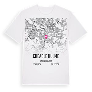 Cheadle Hulme karta t-shirt – ekologisk bomull t-shirt från Pinshirt