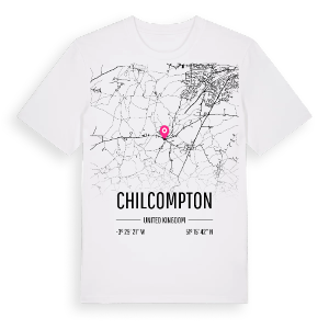 Chilcompton karta t-shirt – ekologisk bomull t-shirt från Pinshirt