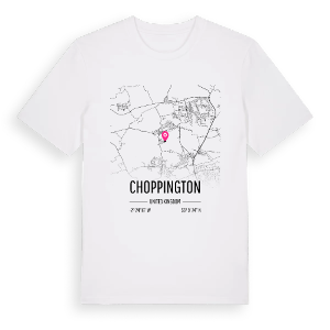 Choppington karta t-shirt – ekologisk bomull t-shirt från Pinshirt