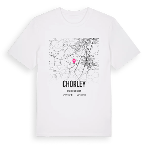 Chorley karta t-shirt – ekologisk bomull t-shirt från Pinshirt
