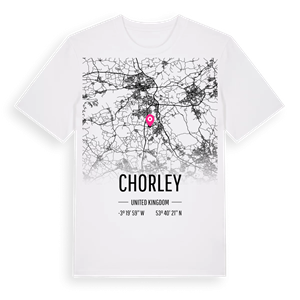 Chorley karta t-shirt – ekologisk bomull t-shirt från Pinshirt