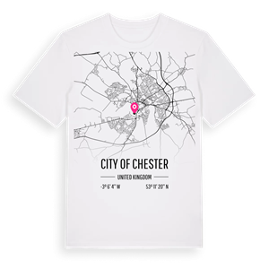 City of Chester karta t-shirt – ekologisk bomull t-shirt från Pinshirt