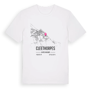 Cleethorpes karta t-shirt – ekologisk bomull t-shirt från Pinshirt