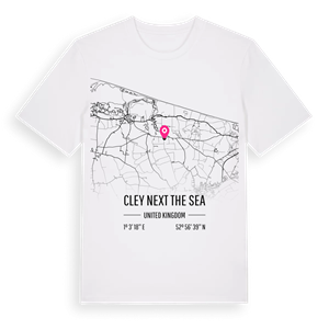 Cley Next The Sea karta t-shirt – ekologisk bomull t-shirt från Pinshirt