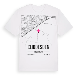 Cliddesden karta t-shirt – ekologisk bomull t-shirt från Pinshirt