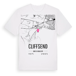 Cliffsend karta t-shirt – ekologisk bomull t-shirt från Pinshirt
