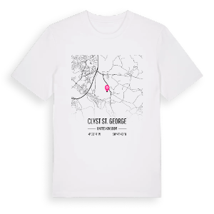 Clyst St. George karta t-shirt – ekologisk bomull t-shirt från Pinshirt