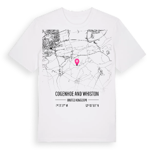 Cogenhoe and Whiston karta t-shirt – ekologisk bomull t-shirt från Pinshirt
