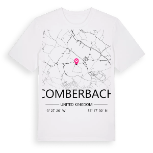 Comberbach karta t-shirt – ekologisk bomull t-shirt från Pinshirt