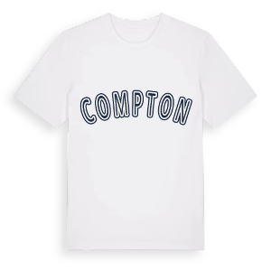 Compton college t-shirt – ekologisk bomull t-shirt från Pinshirt