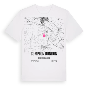 Compton Dundon karta t-shirt – ekologisk bomull t-shirt från Pinshirt