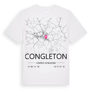 Congleton karta t-shirt – ekologisk bomull t-shirt från Pinshirt