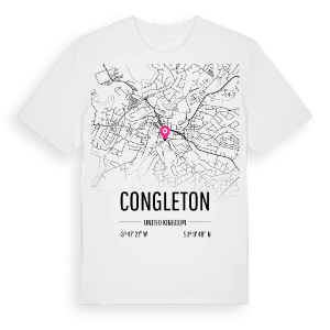 Congleton karta t-shirt – ekologisk bomull t-shirt från Pinshirt