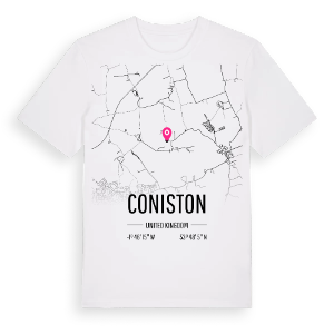 Coniston karta t-shirt – ekologisk bomull t-shirt från Pinshirt