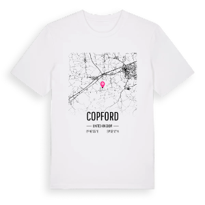 Copford karta t-shirt – ekologisk bomull t-shirt från Pinshirt