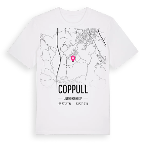 Coppull karta t-shirt – ekologisk bomull t-shirt från Pinshirt