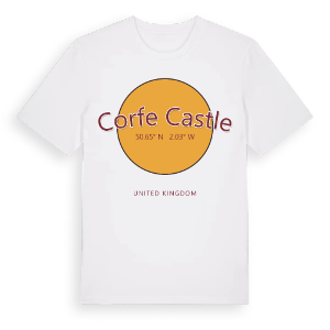 Corfe Castle cirkel t-shirt – ekologisk bomull t-shirt från Pinshirt