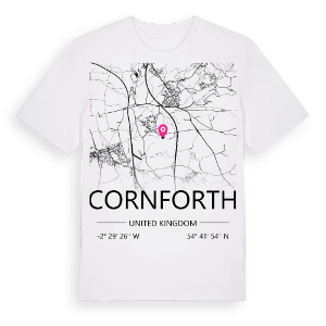 Cornforth karta t-shirt – ekologisk bomull t-shirt från Pinshirt