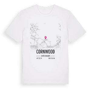 Cornwood karta t-shirt – ekologisk bomull t-shirt från Pinshirt