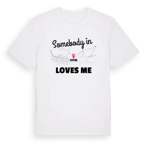 Någon i Cotes älskar mig t-shirt – ekologisk bomull t-shirt från Pinshirt