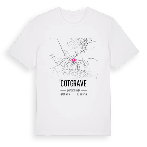 Cotgrave karta t-shirt – ekologisk bomull t-shirt från Pinshirt