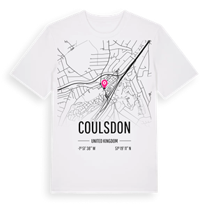 Coulsdon karta t-shirt – ekologisk bomull t-shirt från Pinshirt
