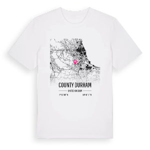 County Durham karta t-shirt – ekologisk bomull t-shirt från Pinshirt