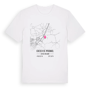 Creech St. Michael karta t-shirt – ekologisk bomull t-shirt från Pinshirt
