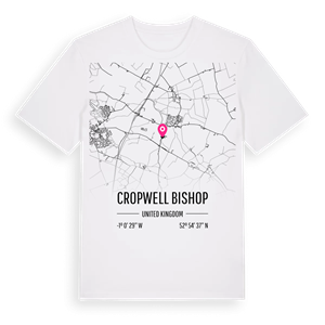 Cropwell Bishop karta t-shirt – ekologisk bomull t-shirt från Pinshirt
