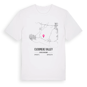 Cuckmere Valley karta t-shirt – ekologisk bomull t-shirt från Pinshirt