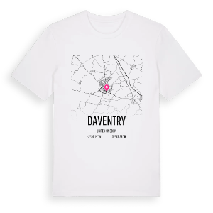 Daventry karta t-shirt – ekologisk bomull t-shirt från Pinshirt