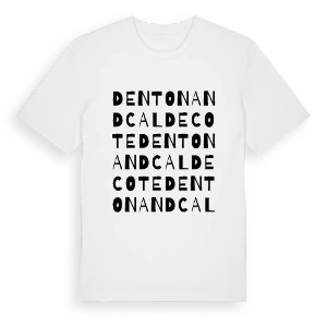 Denton and Caldecote ordlek t-shirt – ekologisk bomull t-shirt från Pinshirt