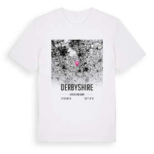 Derbyshire karta t-shirt – ekologisk bomull t-shirt från Pinshirt