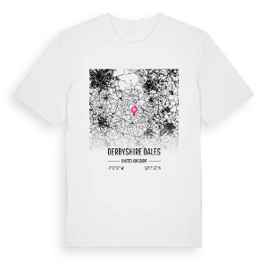 Derbyshire Dales karta t-shirt – ekologisk bomull t-shirt från Pinshirt