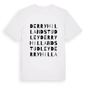 Derry Hill and Studley ordlek t-shirt – ekologisk bomull t-shirt från Pinshirt