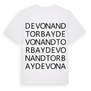 Devon and Torbay ordlek t-shirt – ekologisk bomull t-shirt från Pinshirt