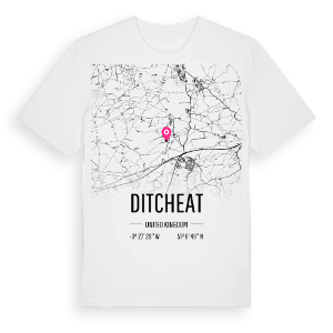 Ditcheat karta t-shirt – ekologisk bomull t-shirt från Pinshirt