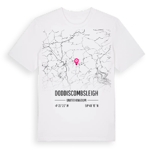 Doddiscombsleigh karta t-shirt – ekologisk bomull t-shirt från Pinshirt