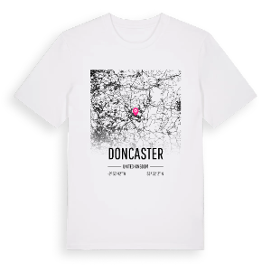 Doncaster karta t-shirt – ekologisk bomull t-shirt från Pinshirt
