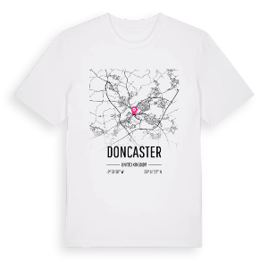 Doncaster karta t-shirt – ekologisk bomull t-shirt från Pinshirt