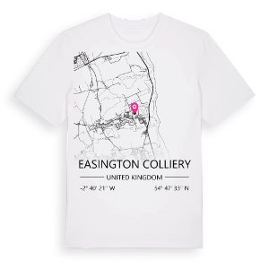 Easington Colliery karta t-shirt – ekologisk bomull t-shirt från Pinshirt