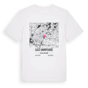 East Hampshire karta t-shirt – ekologisk bomull t-shirt från Pinshirt