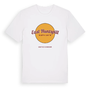 East Huntspill cirkel t-shirt – ekologisk bomull t-shirt från Pinshirt