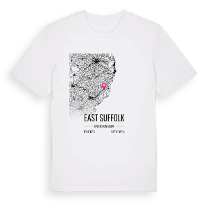 East Suffolk karta t-shirt – ekologisk bomull t-shirt från Pinshirt