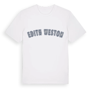 Edith Weston college t-shirt – ekologisk bomull t-shirt från Pinshirt