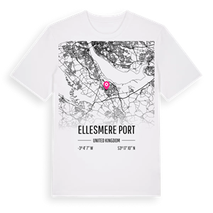 Ellesmere Port karta t-shirt – ekologisk bomull t-shirt från Pinshirt